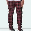 Mężczyzna Retro Plaid Szkocki Wzór Spodnie High Street Hip Hop Casual Loose Long Pant Mężczyzna Elastyczna Talia Zamek