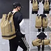 Outdoor Men's Canvas Bucket Drawstring Backpack Letter Printing Army Bags Tactical Military Sports Bag Foldable Hiking Rucksack