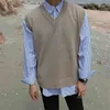 IEFB 남자 착용 한국 패션 V-Neck 민소매 니트 조끼 스웨터 트렌드 느슨한 민소매 허리 코트 남성 9Y5739 210524