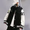 Erkek Ceketler Varsity üniforma beyzbol ceketi Springautumn Büyük boy gevşek bombacı unisex çift şık sokak