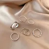 Fashion Ring för kvinnor Guldfärg Runda Geometriska Öppna Finger Ringar Set Bröllopsfest Smycken