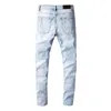 Hommes Slim Fit Jeans Skinny Bleu Moto Biker Denim Pantalon Coton Jean Détruit Trou Vêtements Pantalon Hip Hop Pantalon Occasionnel 699