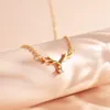 Chapado en oro colgante colgante moda simple cúbico zirconia encanto collar de mujeres de lujo novia compromiso joyería collares