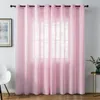 Gardin draperier moderna vita gardiner för vardagsrum sovrum multicolor chiffong solid sheer voile fönster kök rosa