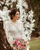 Vintage Long Sleeves Beach Wedding Dresses 2022 Boho See Through Tulle Lace Zipper Back Bridal Wedding Gowns