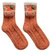 Fuzzy Christmas Holiday Socks With Doll Slipper Soft Cabin Fleece Mysig Fluffy Strumpor För Kvinnor Tjej Xmas Stuffers