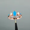 Wedding Rings Unique Style Female White Blue Fire Opal Ring Silver Color Rose Gold Jewelry Promise Love Engagement For Women