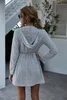 Örme Casual Elbise Kadınlar Uzun Kollu Sonbahar Kış Kısa Temel Katı Vestidos Siyah 210427