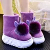 Fashion thick soles and fluffy ball boots for women winter outdoor lovely non-slip warm cotton shoes Factory direct sale