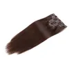 Clipe de cabelo humano indiano 2# clipe de cor direto em extensões de cabelo virgem 14-24 polegadas Ruyibeauty Remy Straight