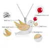 Lotus Fun – pendentif en argent Sterling 925 véritable, bijoux fins faits à la main, Pigeon volant créatif avec Fruits, sans collier pour femmes