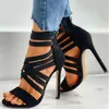 Été Femmes Pompes Criss cross Bandage Sandales Hauts talons minces pointus Toe Gladiator Pumps Party Sexy Femme Chaussures de bal X0526