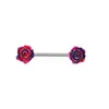 Anello per capezzolo con fiore rosa 14G, bilanciere per piercing al capezzolo a farfalla per gioielli per il corpo da donna