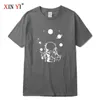 XINYI Men's T-shirt 100% cotton T-shirt high quality funny moon men T shirt loose cool o-neck loose t-shirt male tee shirts tops Y0809