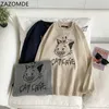 ZAZOMDE Autunno Uomo Maglioni Moda Hip Hop Streetwear Funny Cat Uomo Maglioni Casual Uomo Abbigliamento Pullover Maglione allentato 211014