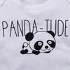 Zima Dzieci Zestawy Z Długim Rękawem O Neck Letter T-shirt Drukuj Panda Blue Hat Cute 2 sztuk Dziewczyny Chłopcy Ubrania 0 M-3T 210629