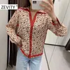 Zevity femmes position vintage noix de cajou imprimé kimono blouse blouse bureau dame chemise rétro chic femininas blusas hauts LS7222 210603