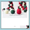 Decorations Festive Party Supplies Home & Garden 3Cm Wool Felt Ball String Childrens Room Decoration Diy Tree Wreath Pendant Christmas Gift