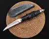 Top Quality Small Damascus Straight Knife VG10-Damascus Steel Blade Ebony Handle Fixed Blades Knives With Leather Sheath