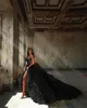 Eleganckie sukienki wieczorowe Warpowe marszczyki cekiny koraliki z imprezowych sukienki na ramię z boku podzielone podłogę Kobiet PROM PROMAT A RABE de Soriee