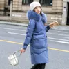 Long Parkas for Women Fashion Korean Style Clothing Black Winter Jackets with Big Fur 210709