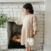 秋と冬の女の子のドレスのためのハニーチェリースタイルの子供の中空アウト長袖ニットウール220106