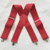 Högkvalitativ ren färg 5cm breda x-shape mens män hängslen 4 klipp elastiska manliga suspenders