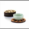 Trays Teaware Kitchen Dining Bar Home Gardenlots Natural Bamboo Lotus Root Leaf Shaped Round Saucer Cup Pad Mat Diadot80mm Gongfu Kung Fu