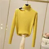 Singreiny Jesień Turtleneck Dzianiny Swetry Kobiety Design Hollow Off Ramię Slim Knit Tops Zima Moda Koreański Ciepły sweter Y0825