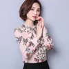 Printemps Mode Imprimé En Mousseline De Soie À Manches Longues Femmes Chemises Dames Top Coréen Feuille De Lotus Femmes Blouses et Tops 8077 50 210527
