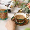 Englische Bone China Coffee Teller Becher Große Kapazität Wasser Set Geschenk Europäischen Nachmittag Blume Teetasse