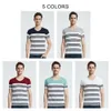 Coodrony Short Sleeve T Shirt Män Streetwear Fashion Striped Tops Casual V-Neck T-shirt Man Sommar bomull Tee Homme C5086s Y0323