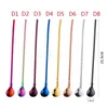 Stainless steel Long straw spoon dual purpose a variety of colors can choose safe food grade thread beverage Scoop Straws stirring spoons T9I001735