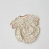 Baby Girls Floral Printed Cute V-Neck Coveralls Letnie Dzieci Bawełniane Miękkie Casual Body 210508