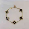 2021 Vintage couleur unie chanceux trèfle à quatre feuilles fritillaire bracelets porte-bonheur pour femme cuivre Bracelet bijoux artisanat italien cadeau336o