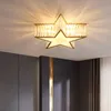 Nordic All Copper Crystal light Luxury LED Bedroom children's study warm Modern minimalist Pentagram Ceiling Lights