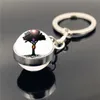 7 Chakra Yoga Meditation Glass Ball Key Chain Chakra Reiki Healing Silver Color Keychain Spiritual Jewelry for Men Women Gift G1019