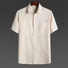 Tang kostym skjorta mens traditionell kinesisk stil casual tröjor män kung fu linne t-shirt Mandarin krage kort ärm camisas 210524