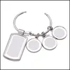 Key Rings Jewelry Thermal Transter Sublimation Blanks Women Men Diy Three Round South American Alloy Sier Plated Pendants Designer Keychain