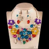 Crystal Statement Necklace Earrings Retro Indian Bridal Jewelry Sets Women's Party Wedding Costume Accessories Gifts for Women