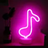 Creativo LED a forma di musica Luce notturna al neon Alimentazione a batteria USB Lampada da tavolo per notti per camerette Camera da letto Decorazione per feste