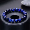 Beaded Strands High Quality Blue Tiger Eye Buddha Bracelets Natural Stone Round Beads Elasticity Rope Men Women Bracelet Fawn22