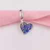 925 Sterling Silver Jewelry Pandora Stellaa Blue Pave Tilte Heart Dangle Charms Chain Spacer Crystal Beads Diy Armband For Women Gift 799404C01 Annajewel
