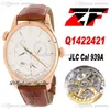 ZF Master Geographic Real Power Reserve JLC A939 Orologio automatico da uomo Q1422421 GMT Oro rosa 18 carati Quadrante argento Cinturino in pelle marrone Orologi Super Edition Puretime A1