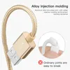 Nylon flätad 2A hög hastighet USB -typ C -kablar 1m 2m 3m Datasynkroniserad Micro Fast Charger Cable för surfplatta Android Metal Housing USB -telefonsladd