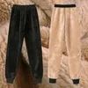 韓国の暖かいハーレムパンツ女性韓国のスウェットパンツ女性のズボンのズボンの黒い柔らかいフリース綿の女性210608