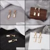 Dangle & Chandelier Earrings Jewelry Korean Style Fashion Earring Simple Geometric Square Shell Ins With Diamond 925 Sier Needle For Women D