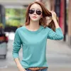 New Female T-shirt Long Sleeve Cotton T Shirt Ladies Winter Top Tee Solid Color Basic Tshirt Plus Size Casual T-shirts For Women X0628