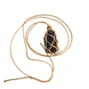Onregelmatige natuurlijke zwarte energie steen touw gevlochten handgemaakte hanger kettingen met ketting voor vrouwen mannen mode gelukkige sieraden