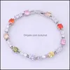 Bracelets Jewelrylove Monologue Prong Setting Colorf Crystal Cubic Zirconia Sier Color Bracelet Length 18.5 Cm S0253 Fast Link Chain Drop D